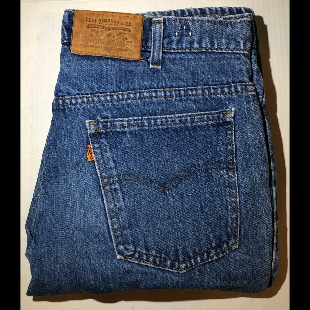 Vtg. Levi 517 Orange Tab Jeans Sz 36